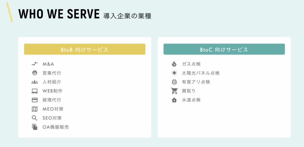 テレサポ-業種